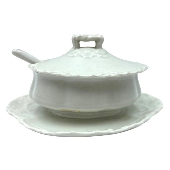 Haviland France Soup Tureen Ladle Ceramic White Vintage - Picture 2 of 15